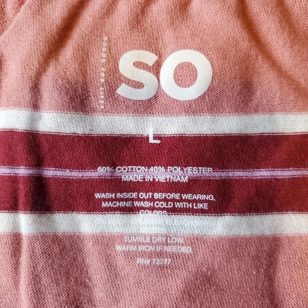 SO | Essential V-Neck Long Sleeve T-Shirt in Pink Stripe sz Various